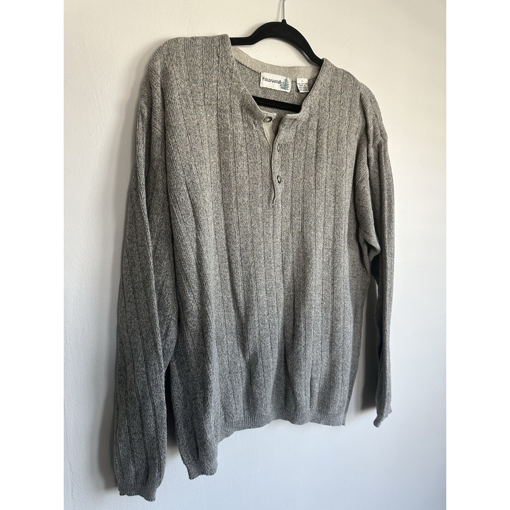VTG 100% Cotton Fieldmaster Sweater Thermal Pullover Mens Size Large - Picture 2 of 15